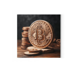 Leinwand Bitcoin Wood Sculpture - Leinwand mit Keilrahmen-6846