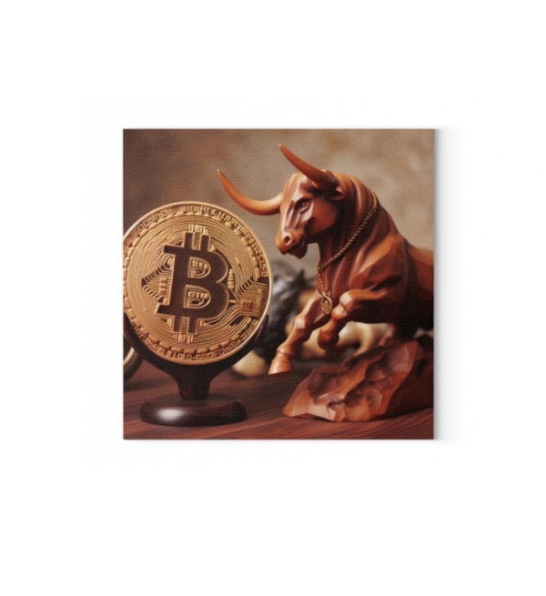 Leinwand Bitcoin Bull Wood Sculpture - Leinwand mit Keilrahmen-6846