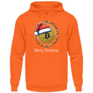 Bitcoin Weihnachtshoodie pullover orange Merry Christmas V1 - Unisex Kapuzenpullover Hoodie-1692