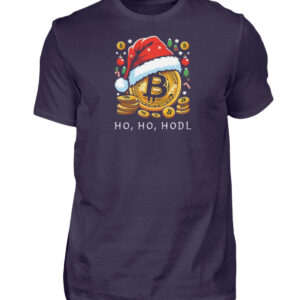 HO,HO,HODL Bitcoin T-Shirt Weihnachten V1 - Herren Premiumshirt-2911