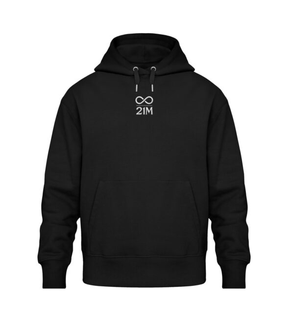 21M V1 - Organic Oversized Hoodie ST/ST mit Stick 21 million bitcoin hoodie schwarz weiß