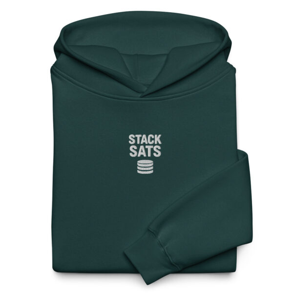stack sats bitcoin unisex oversized hoodie pine green