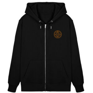 Bitcoin Zip Hoodie „Basic Style“ mit BTC Logo in Stick - Unisex Organic Zipper mit Stick ST/ST-16